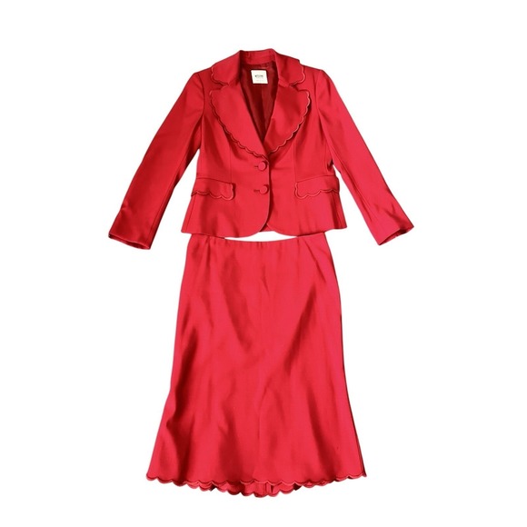 Moschino Jackets & Blazers - Vintage Moschino Cheap And Chic Blazer Skirt Set Red Scalloped Edge 10/ 40 Italy